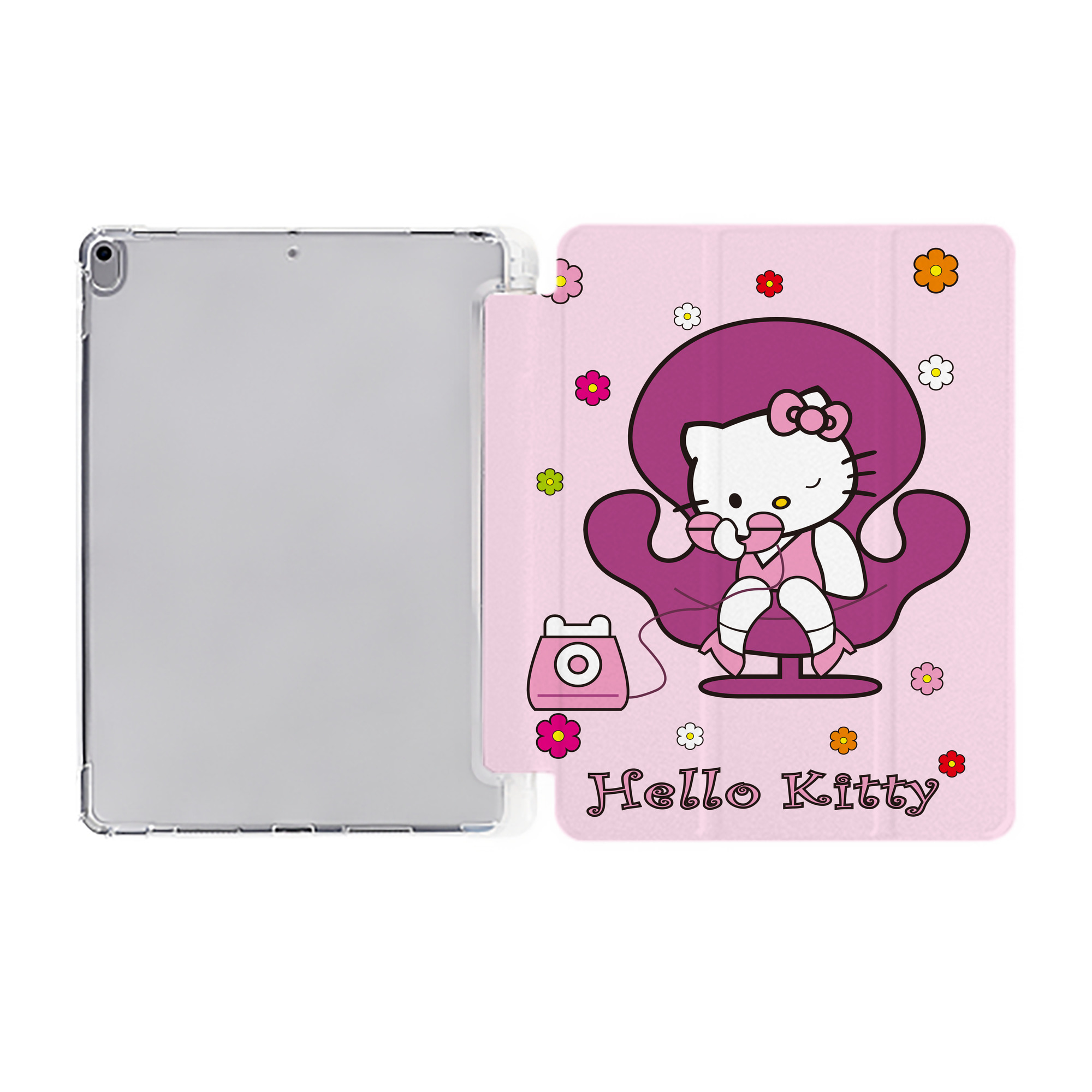 （画像用） Hello Kitty ハローキティ IPad ケース ペン収納付き 三つ折りスタンド PUレザー×シリコン 対応機種9.5/10.5/10.9インチ